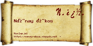 Nánay Ákos névjegykártya